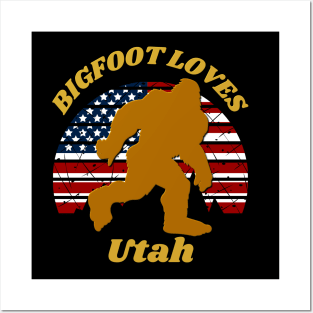 Bigfoot loves America and Utah too Posters and Art